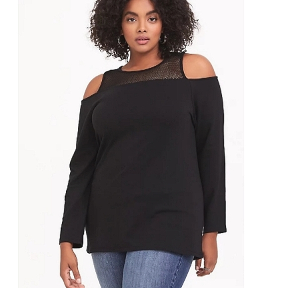 Torrid Black Mesh Cold Shoulder top size 6X - Picture 1 of 7
